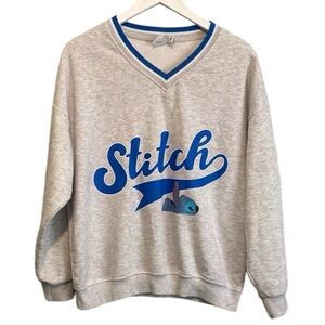 Disney Stitch Gray V neck pullover sweatshirt | Size 2/4 Small